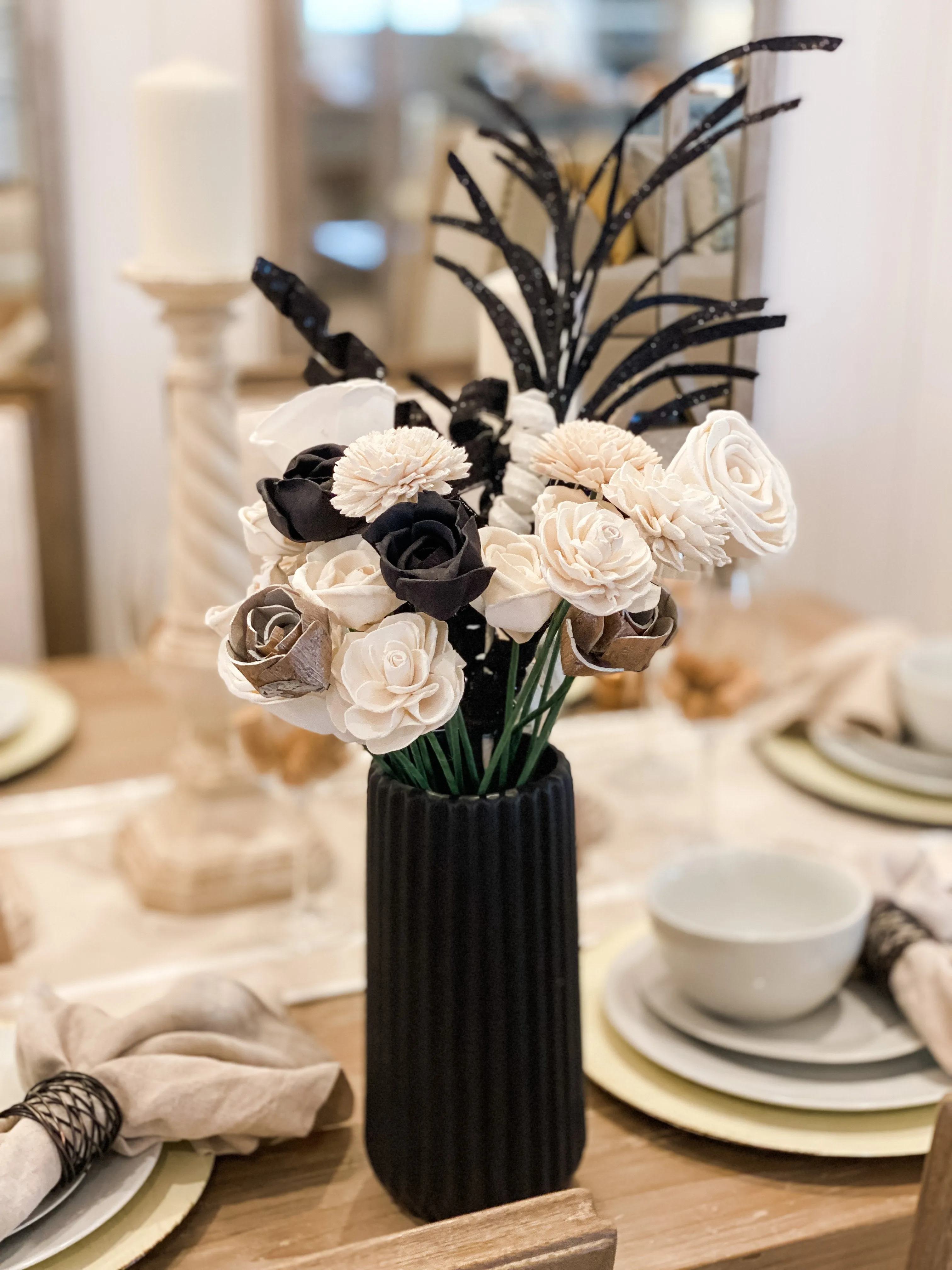 Black and White Dapper Sola Flower Arrangement