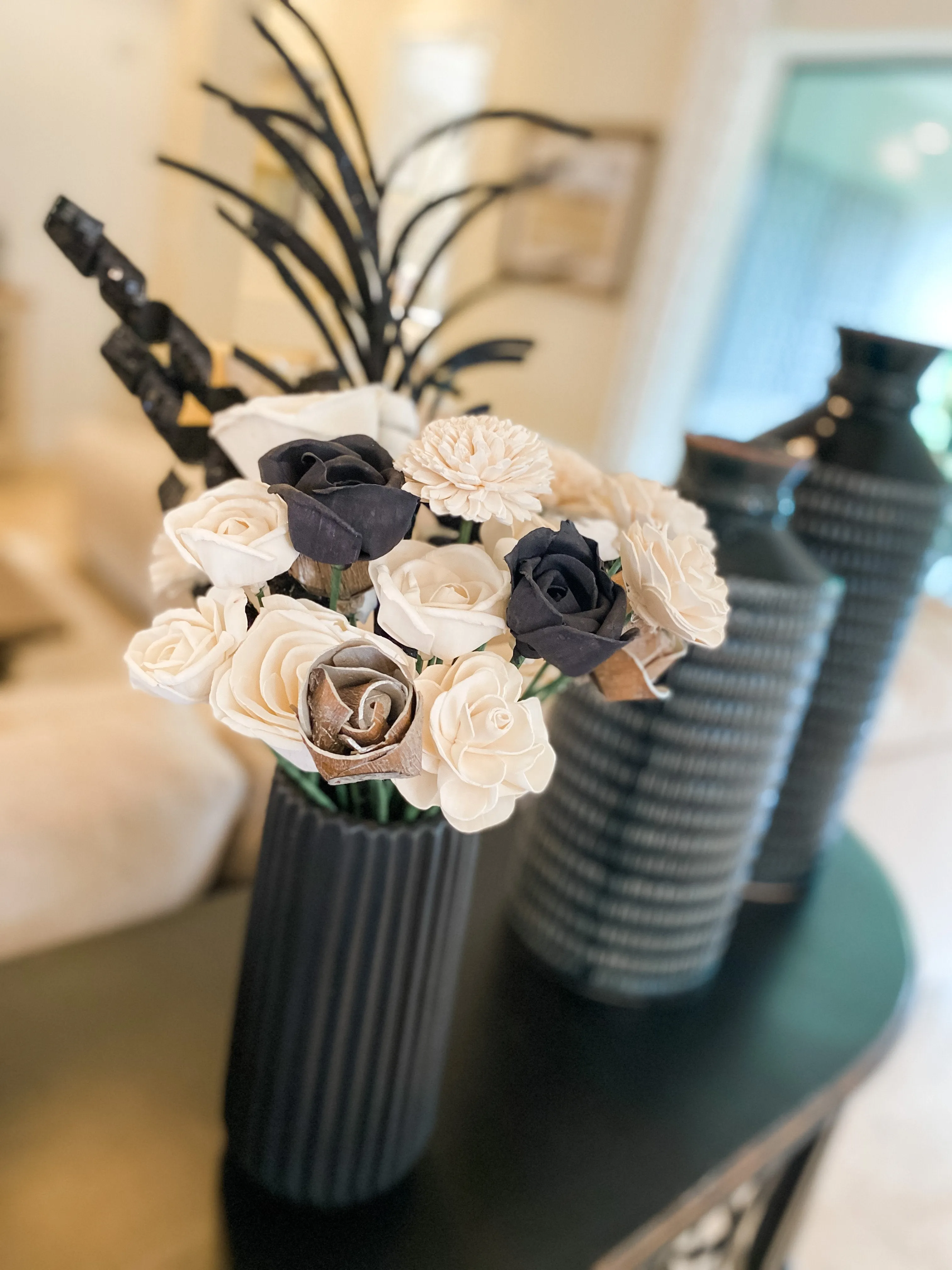 Black and White Dapper Sola Flower Arrangement