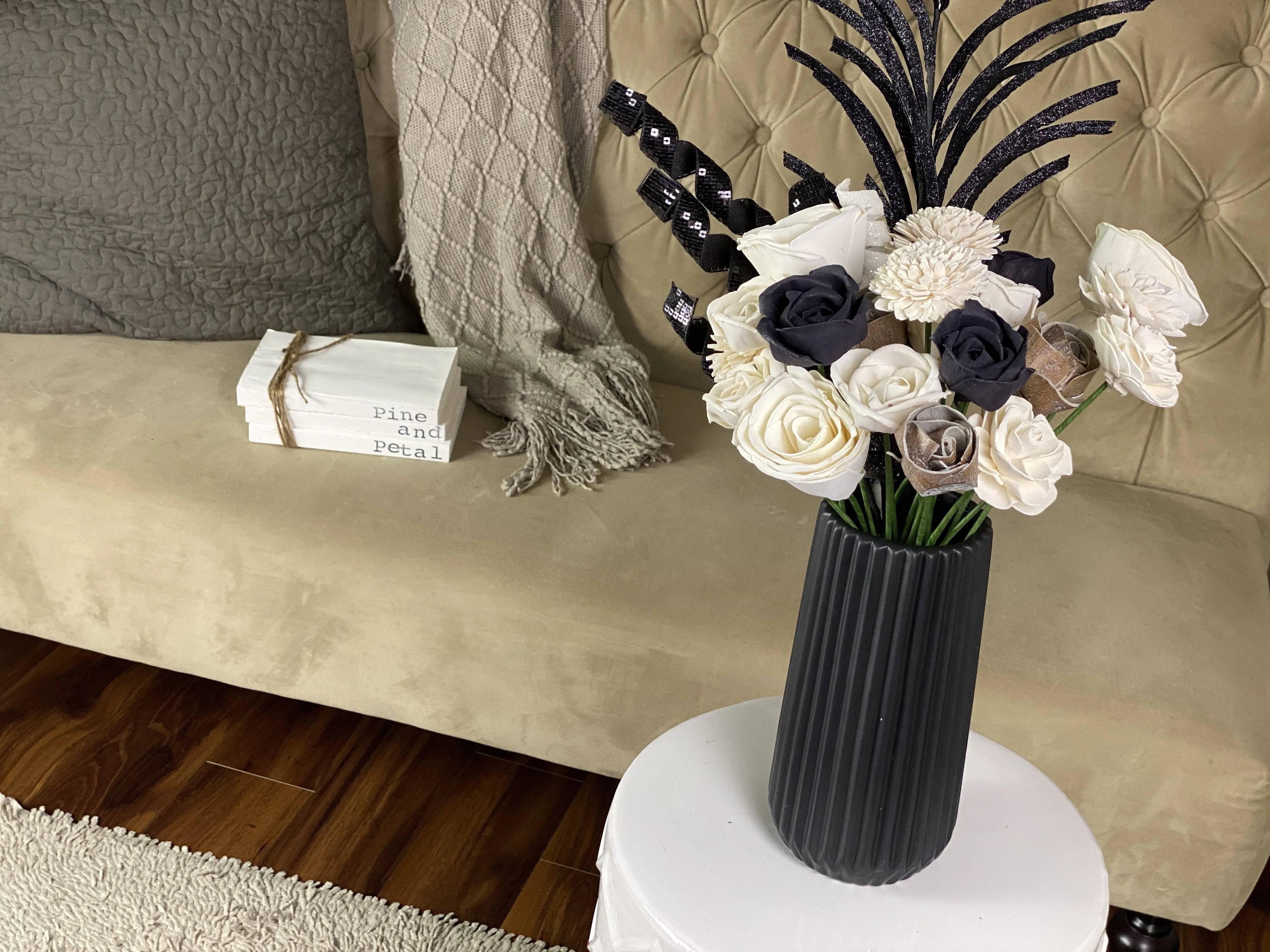 Black and White Dapper Sola Flower Arrangement