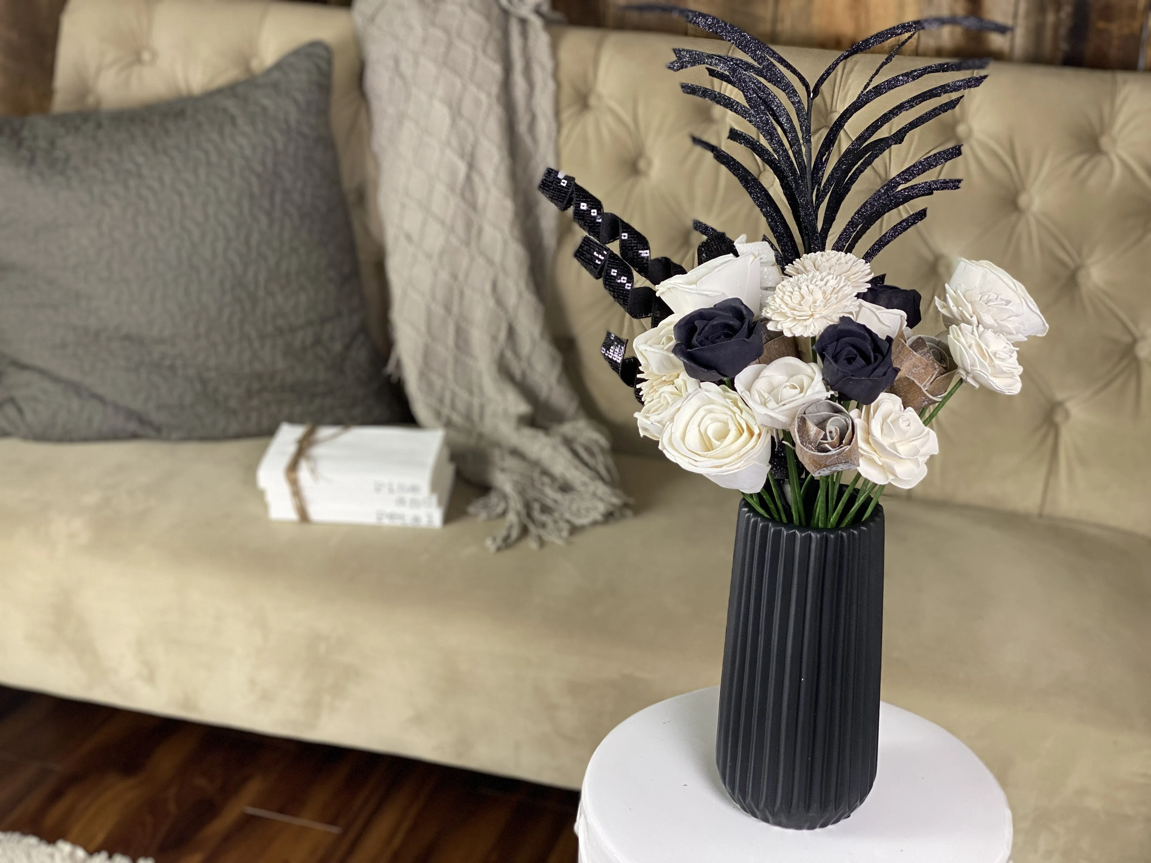 Black and White Dapper Sola Flower Arrangement