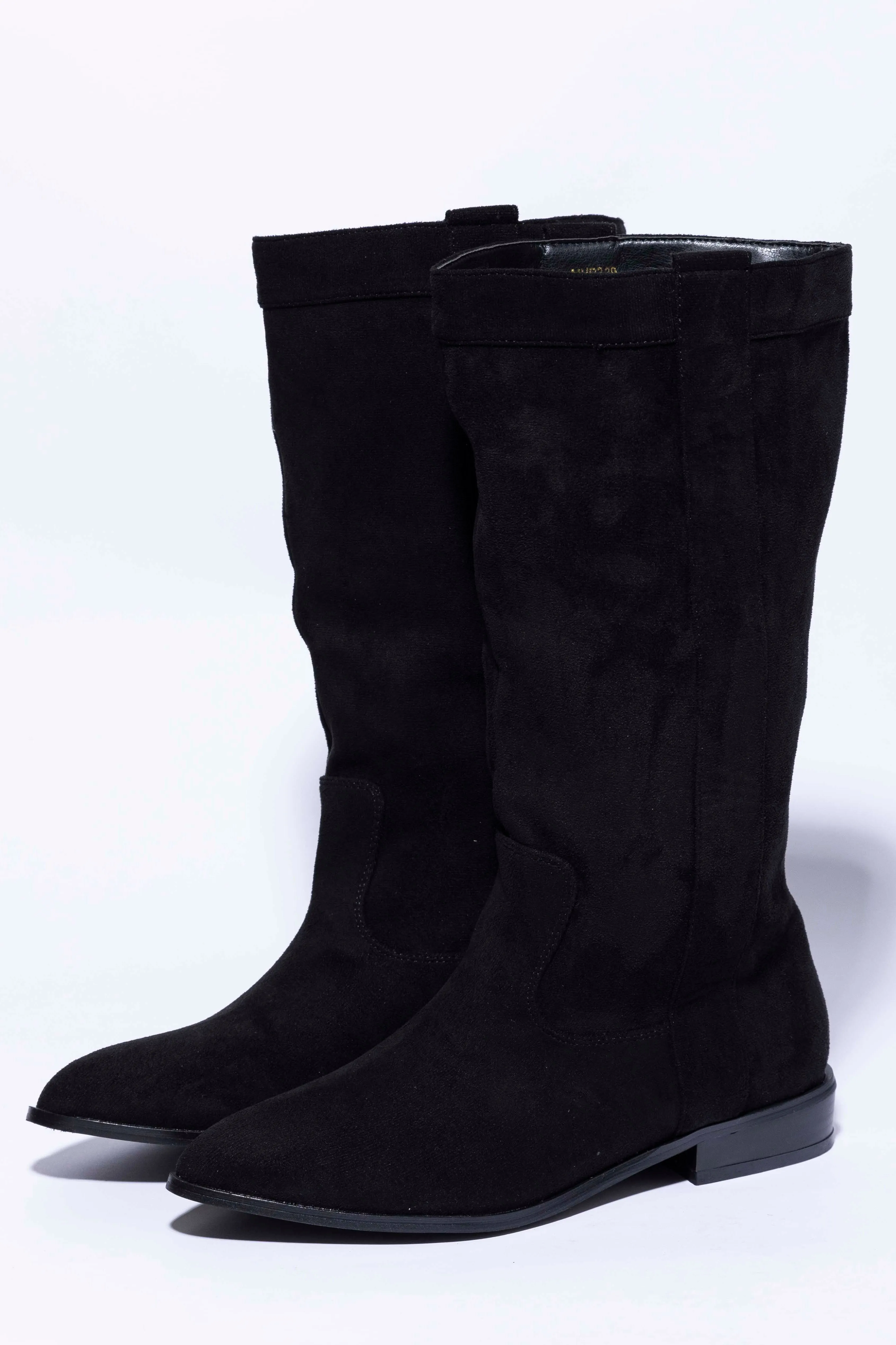 Black Vegan Suede Classic Casual Flat Boots