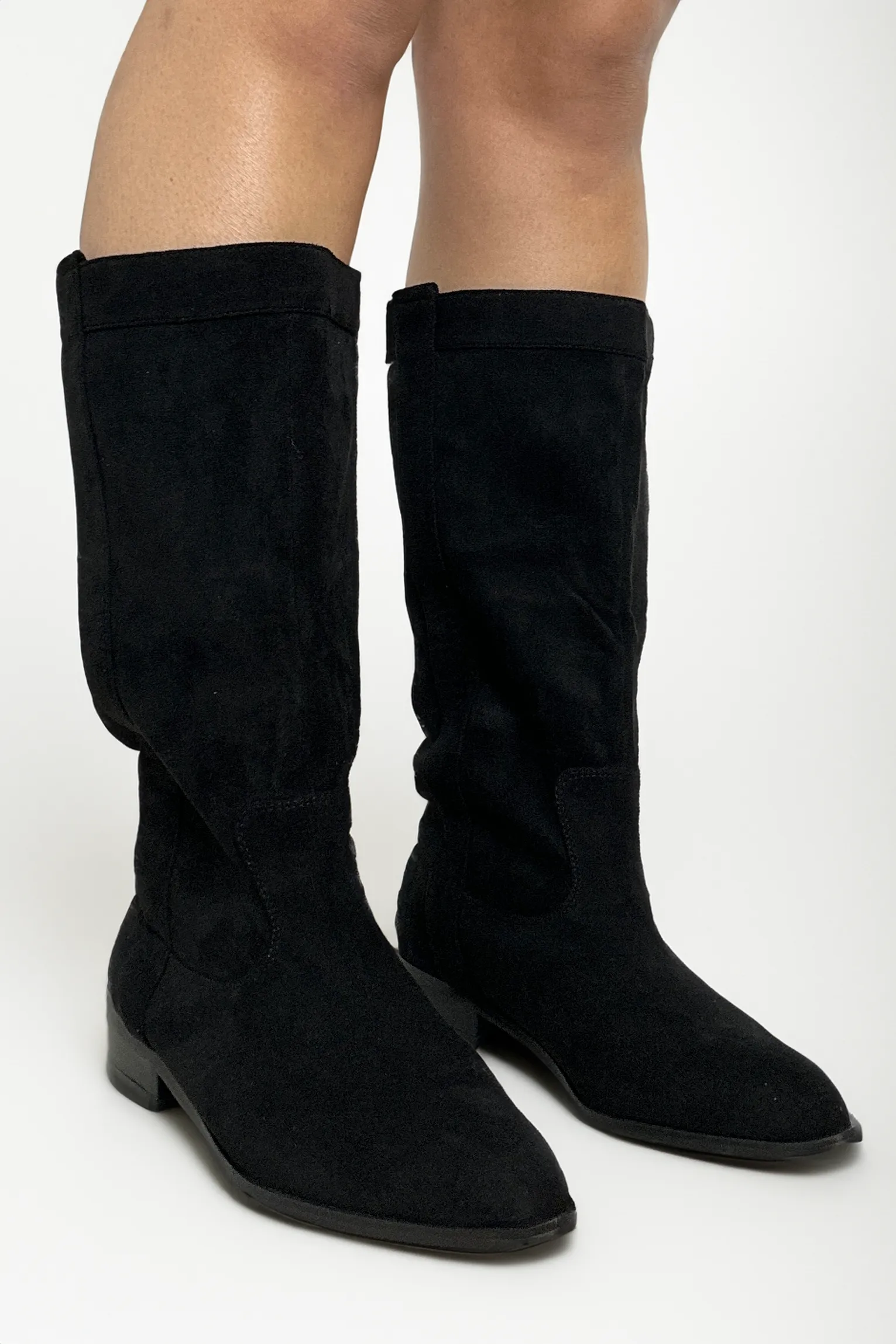Black Vegan Suede Classic Casual Flat Boots
