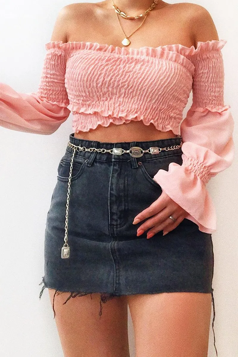 Black Wash Denim Raw Edge Mini Skirt - Misty