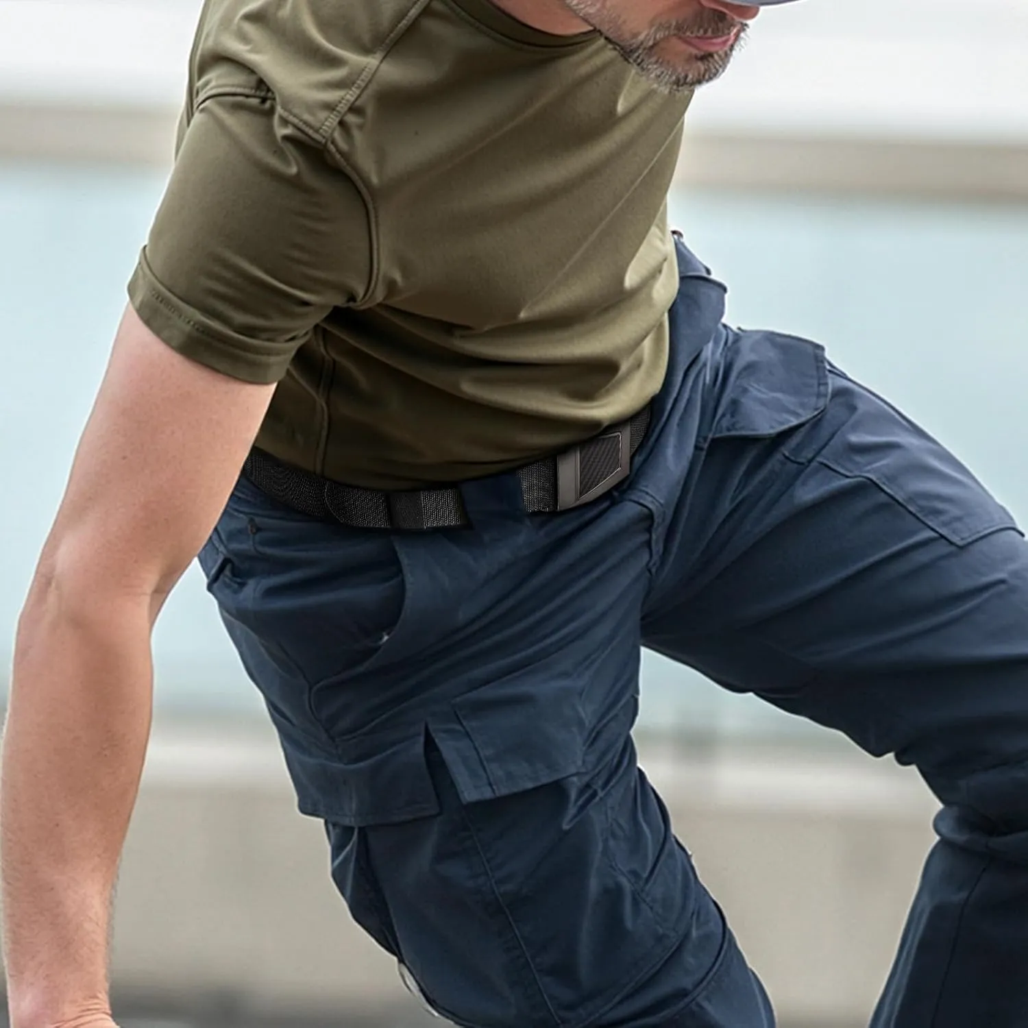 BULLIANT Tactical Belt for Men, Men Stretch Nylon Web Gift Belt 1.5"-Hiking Rigger Military Work-Quick Release