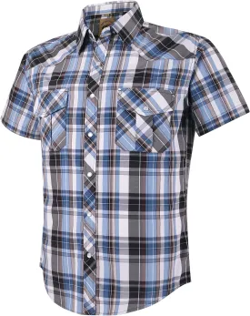 COEVALS CLUB Men's Western Plaid Pearl Snap Buttons Two Pocket Casual Short Sleeve Shirts