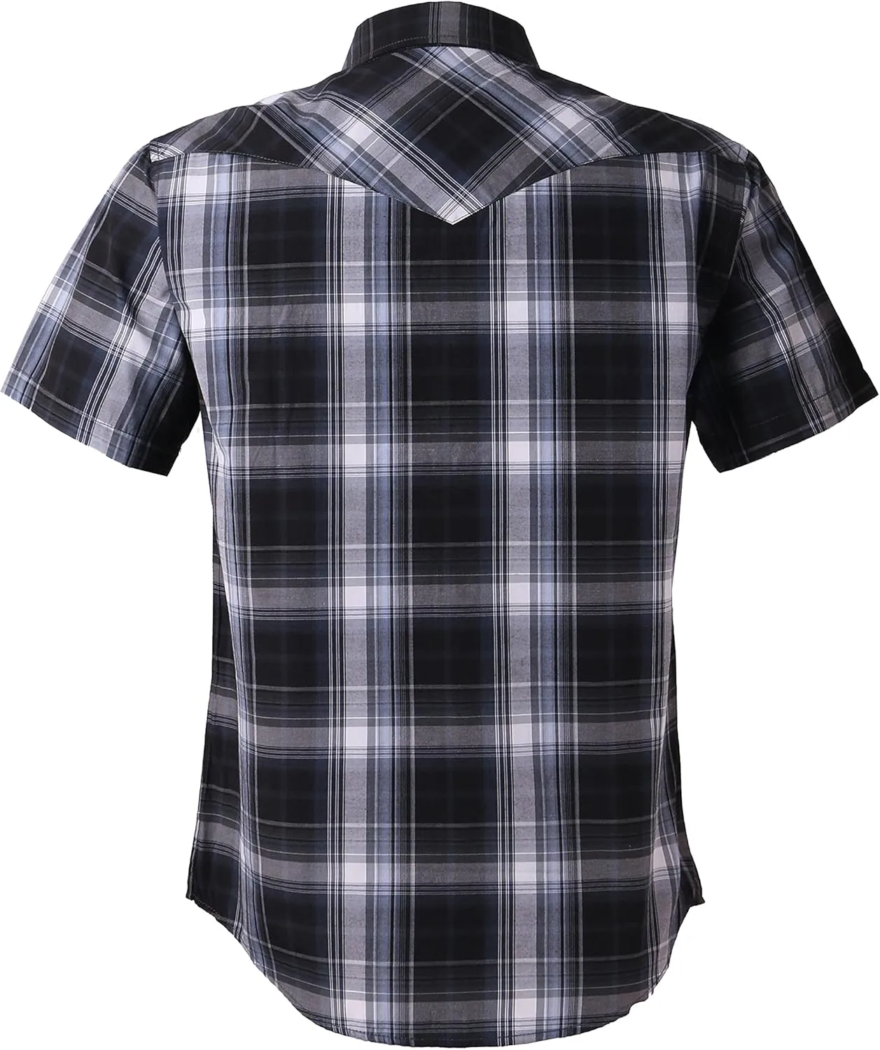 COEVALS CLUB Men's Western Plaid Pearl Snap Buttons Two Pocket Casual Short Sleeve Shirts