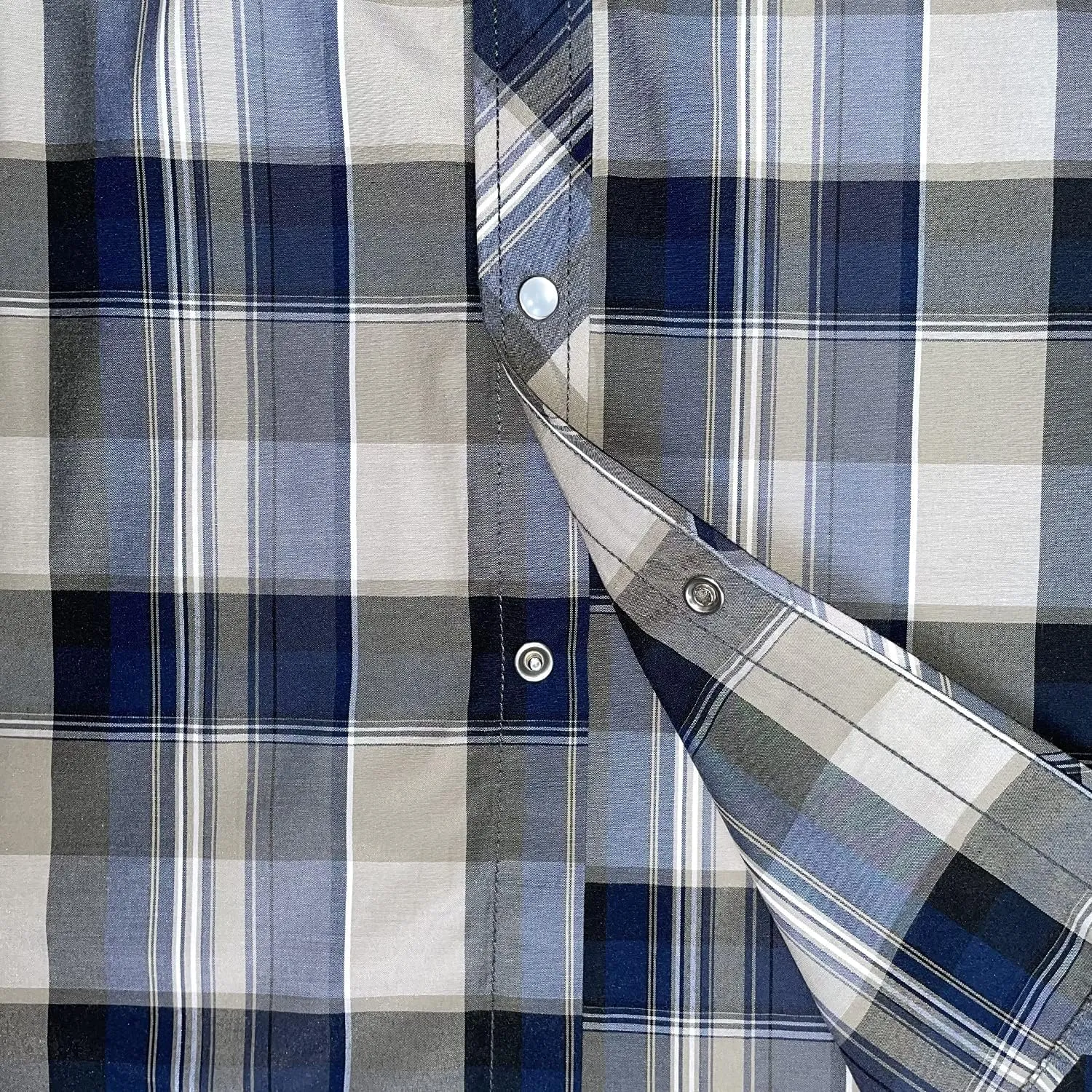 COEVALS CLUB Men's Western Plaid Pearl Snap Buttons Two Pocket Casual Short Sleeve Shirts