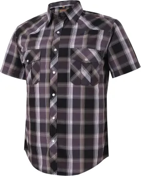 COEVALS CLUB Men's Western Plaid Pearl Snap Buttons Two Pocket Casual Short Sleeve Shirts