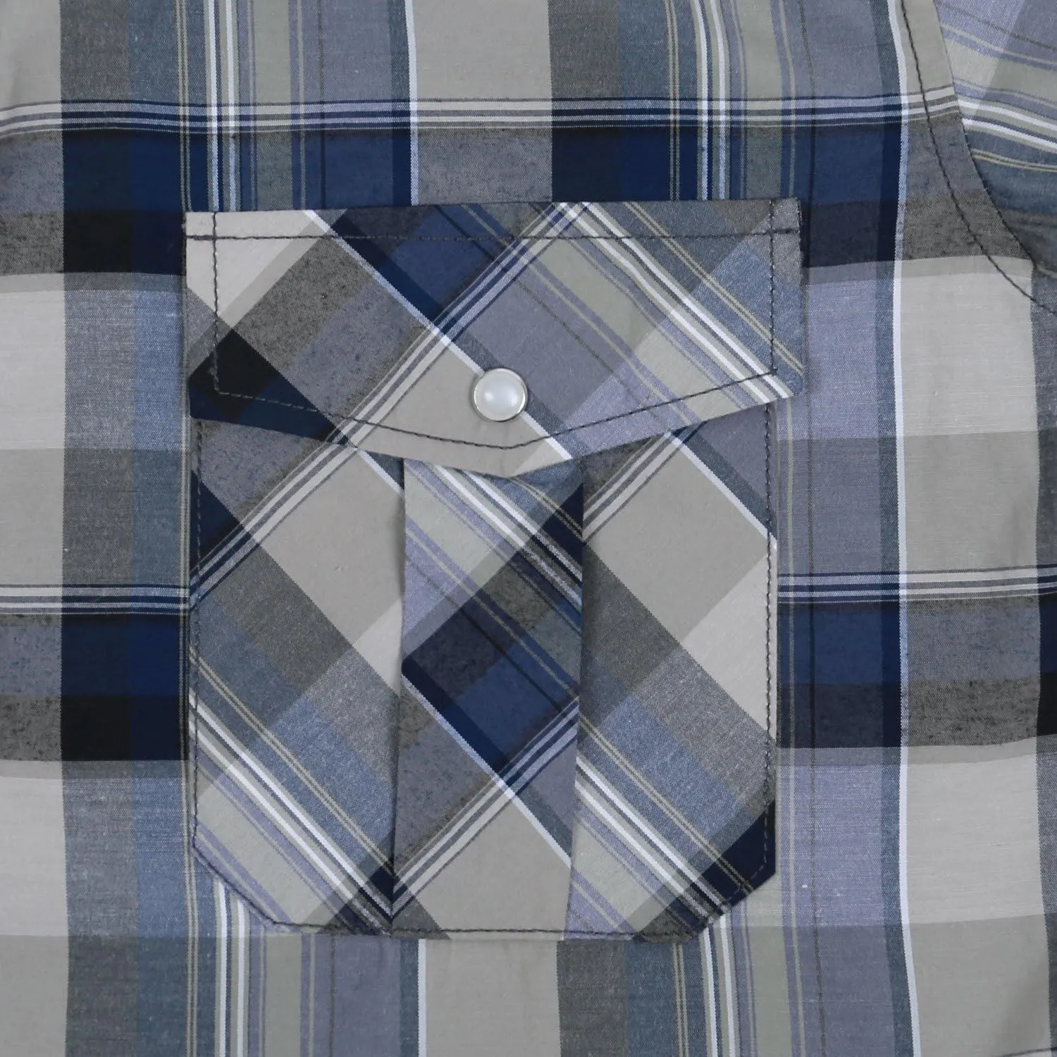 COEVALS CLUB Men's Western Plaid Pearl Snap Buttons Two Pocket Casual Short Sleeve Shirts