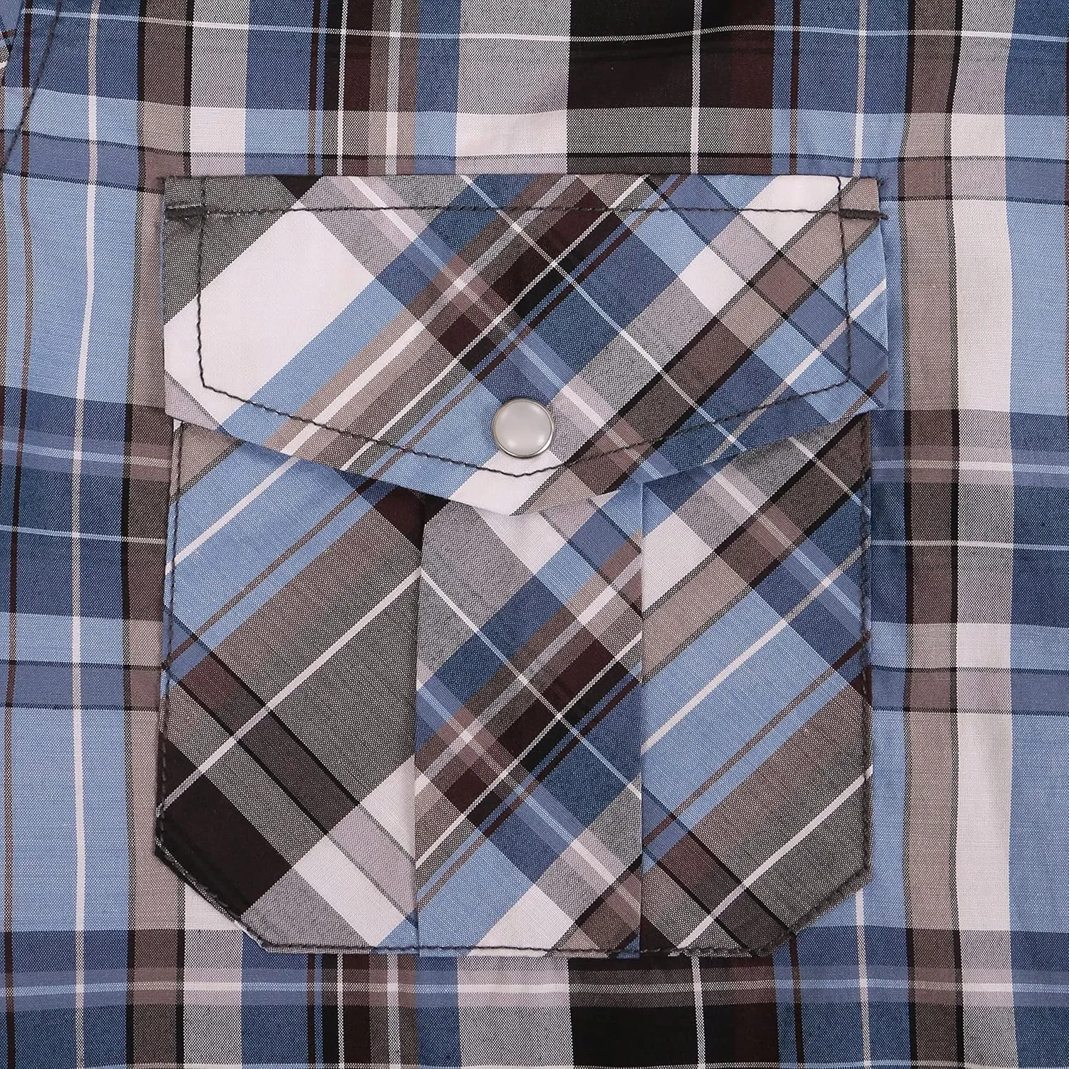 COEVALS CLUB Men's Western Plaid Pearl Snap Buttons Two Pocket Casual Short Sleeve Shirts