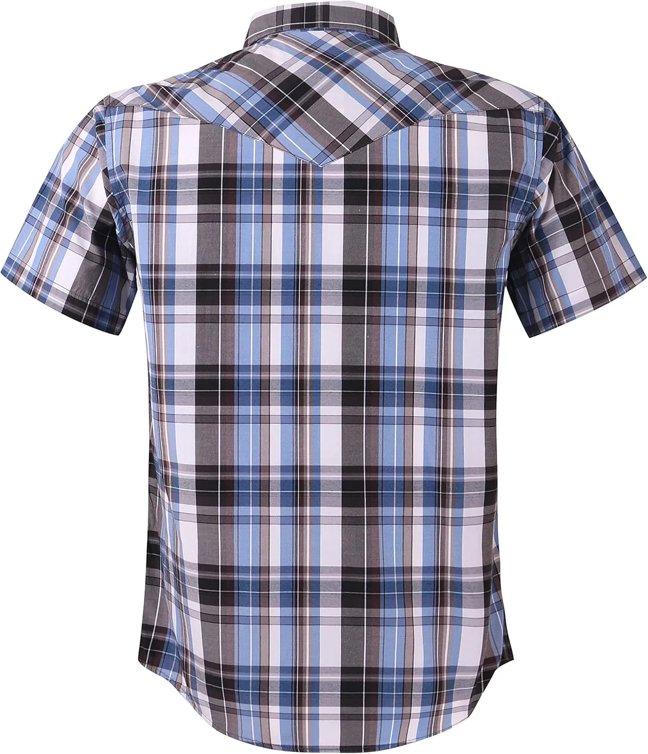 COEVALS CLUB Men's Western Plaid Pearl Snap Buttons Two Pocket Casual Short Sleeve Shirts