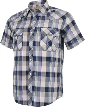 COEVALS CLUB Men's Western Plaid Pearl Snap Buttons Two Pocket Casual Short Sleeve Shirts