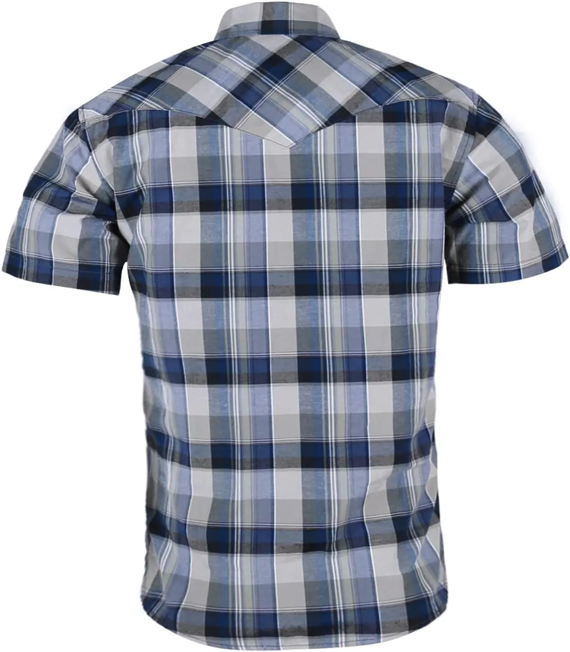 COEVALS CLUB Men's Western Plaid Pearl Snap Buttons Two Pocket Casual Short Sleeve Shirts