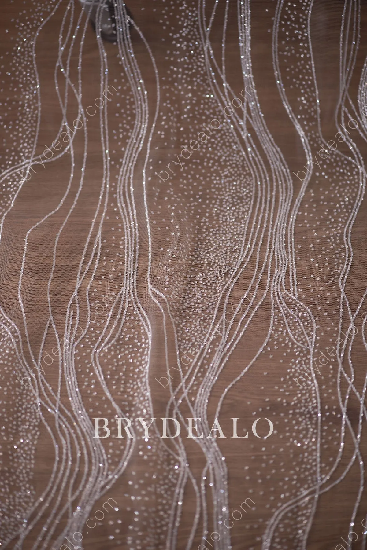 Designer Shiny Wavy Glitter Lace Fabric for Sparkly Dresses