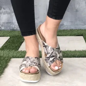 Dessie Snakeskin Tweed Platform Sandals