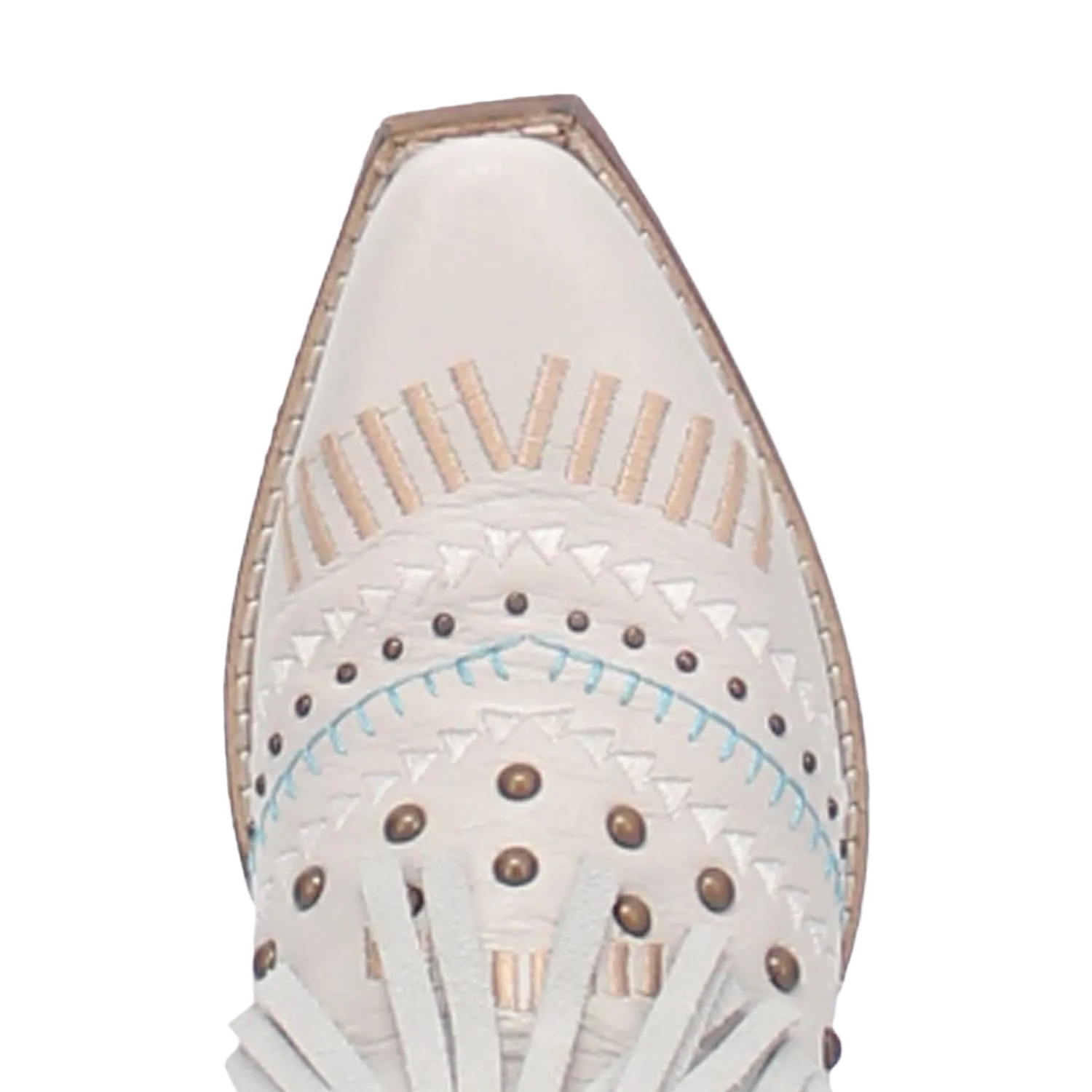 Dingo® Ladies Gypsy Almond Toe Fringed White Boots DI737-WHT