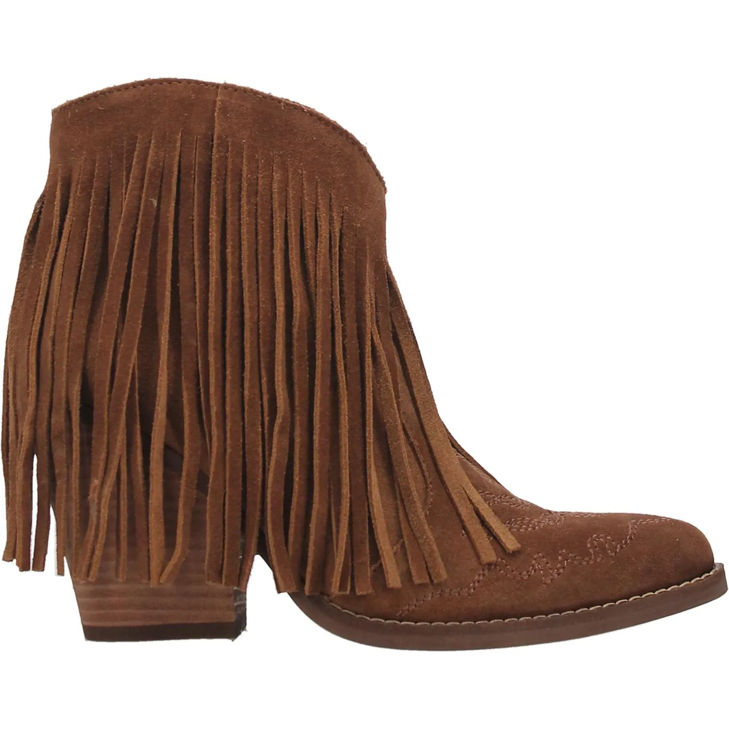 Dingo Women's Camel Fringed Tangles Leather J-Toe Bootie