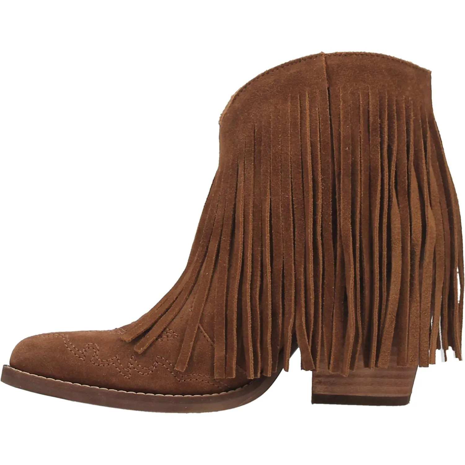 Dingo Women's Camel Fringed Tangles Leather J-Toe Bootie
