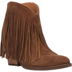 Dingo Women's Camel Fringed Tangles Leather J-Toe Bootie