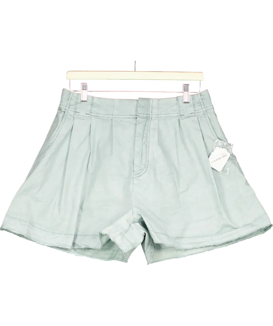 Free People Green Goa Pleated Shorts UK 10