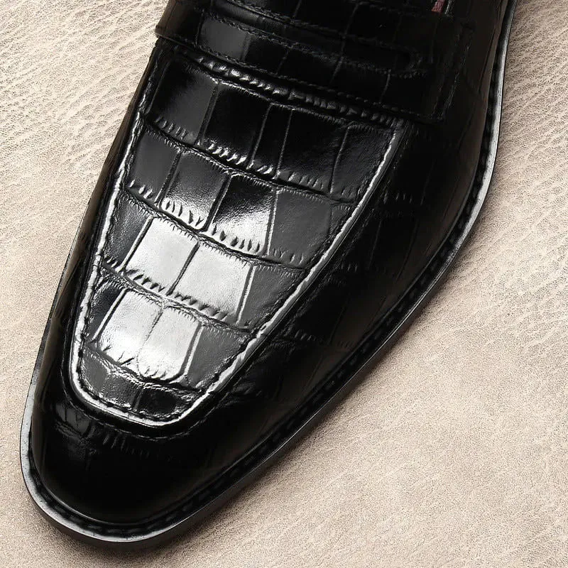 Genuine Leather Alligator Loafers