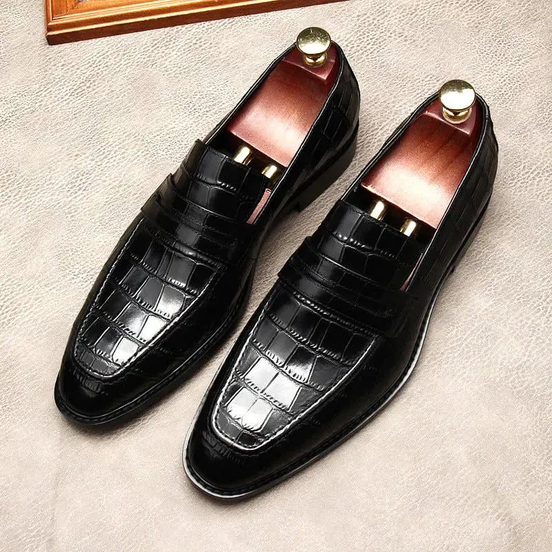 Genuine Leather Alligator Loafers
