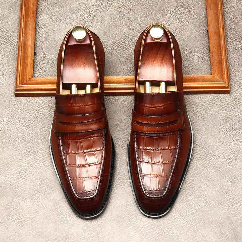 Genuine Leather Alligator Loafers