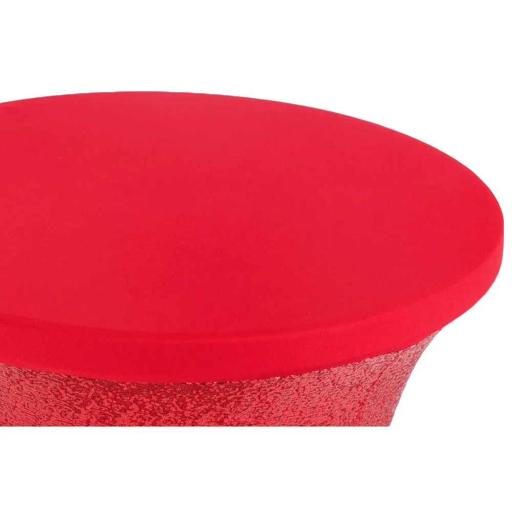 Glitz Sequin Spandex Cocktail Table Cover 30"-32" Round - Red