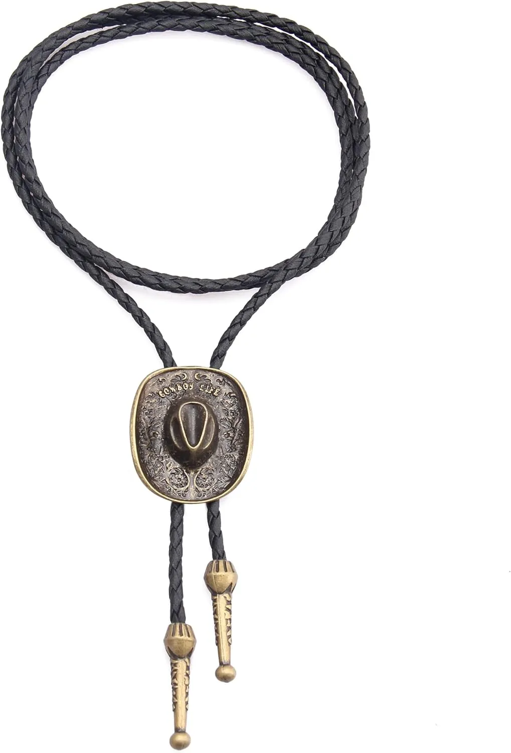 Jeilwiy Bolo Tie for Men Western Cowboy Tie Necklace Gold Bolo Tie Leather Necktie Halloween Tie Accessories for Women