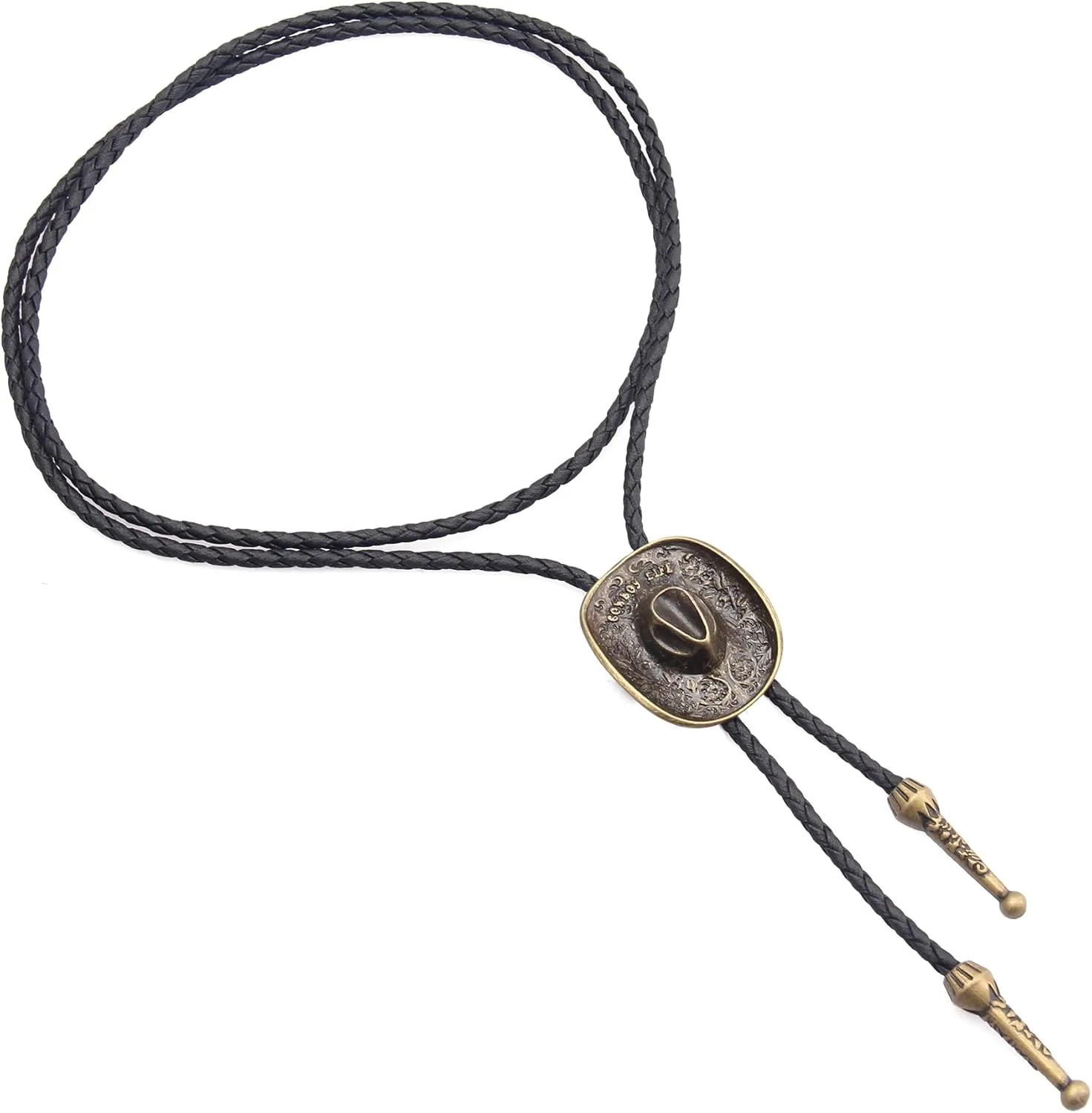 Jeilwiy Bolo Tie for Men Western Cowboy Tie Necklace Gold Bolo Tie Leather Necktie Halloween Tie Accessories for Women