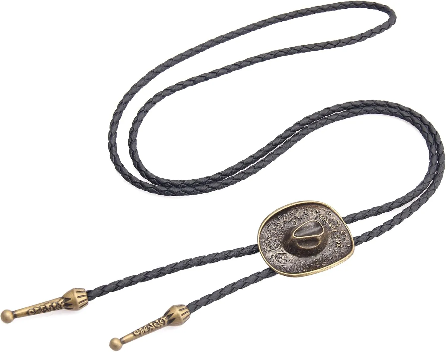Jeilwiy Bolo Tie for Men Western Cowboy Tie Necklace Gold Bolo Tie Leather Necktie Halloween Tie Accessories for Women