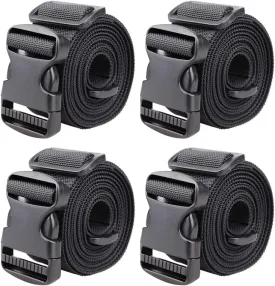 MAGARROW 1.5" Utility Straps with Buckle Adjustable, 4-Pack (Black, 9.5 feet Long)
