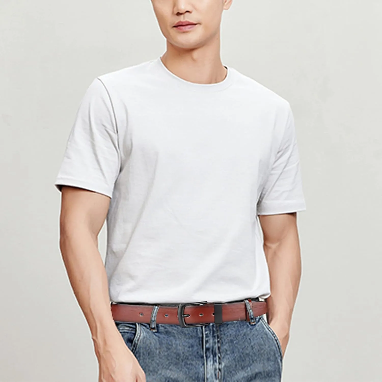 maikun Mens Casual Dress Belt, Mens Leather Black Belt, Casual Wear Jeans Pants