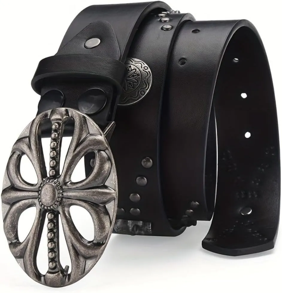 Men's Belt Bohemian Style Belt Vintage Skeleton Women's Belt Riveted Belt Hip Hop Punk Rock Y2K Belt