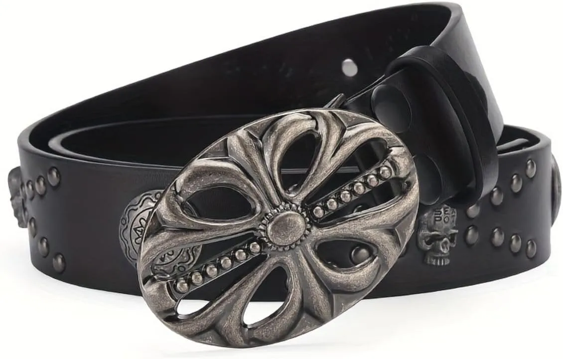 Men's Belt Bohemian Style Belt Vintage Skeleton Women's Belt Riveted Belt Hip Hop Punk Rock Y2K Belt