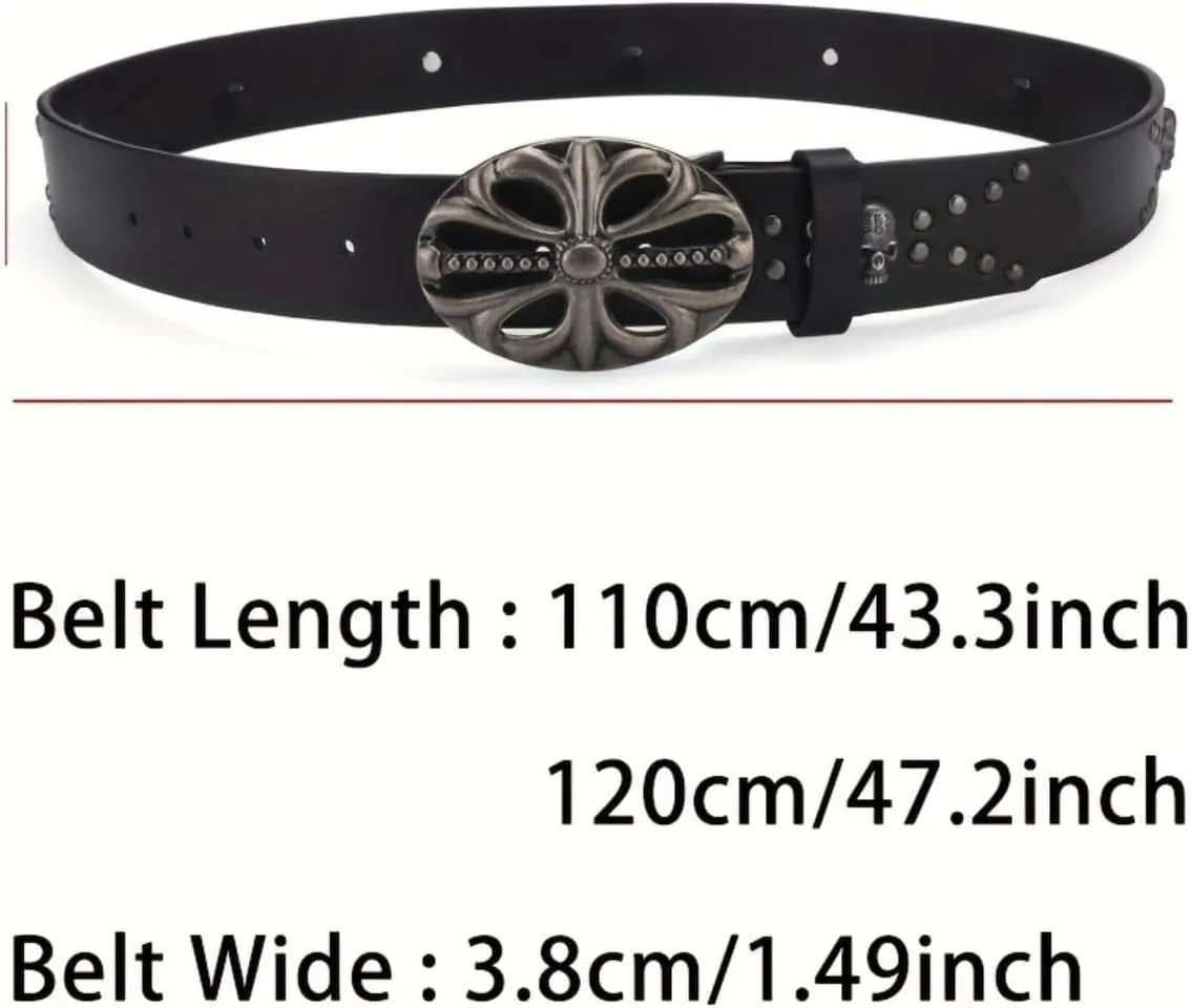Men's Belt Bohemian Style Belt Vintage Skeleton Women's Belt Riveted Belt Hip Hop Punk Rock Y2K Belt