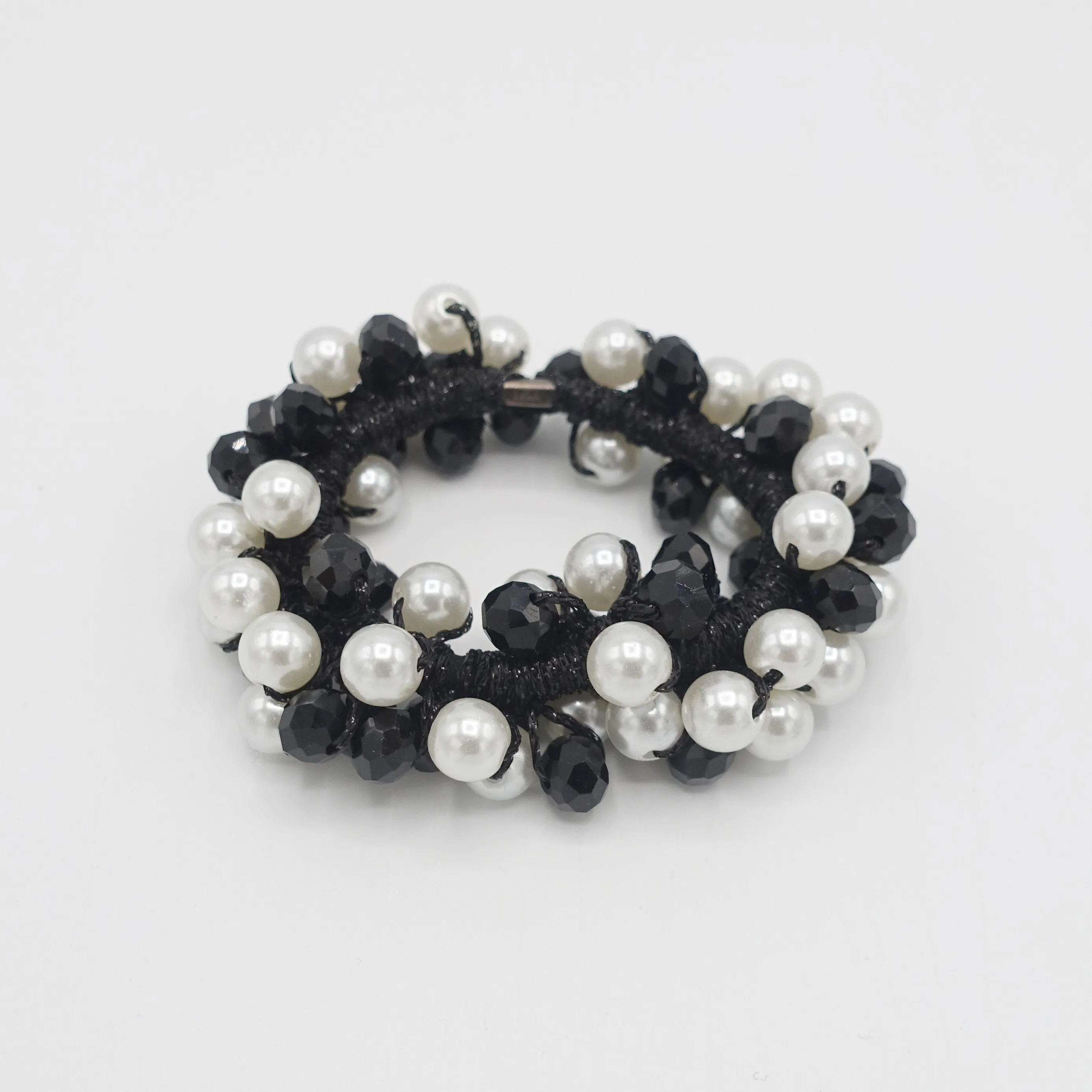 pearl ball angle stones beaded hair elastic ponytail holder woman hair accessory
