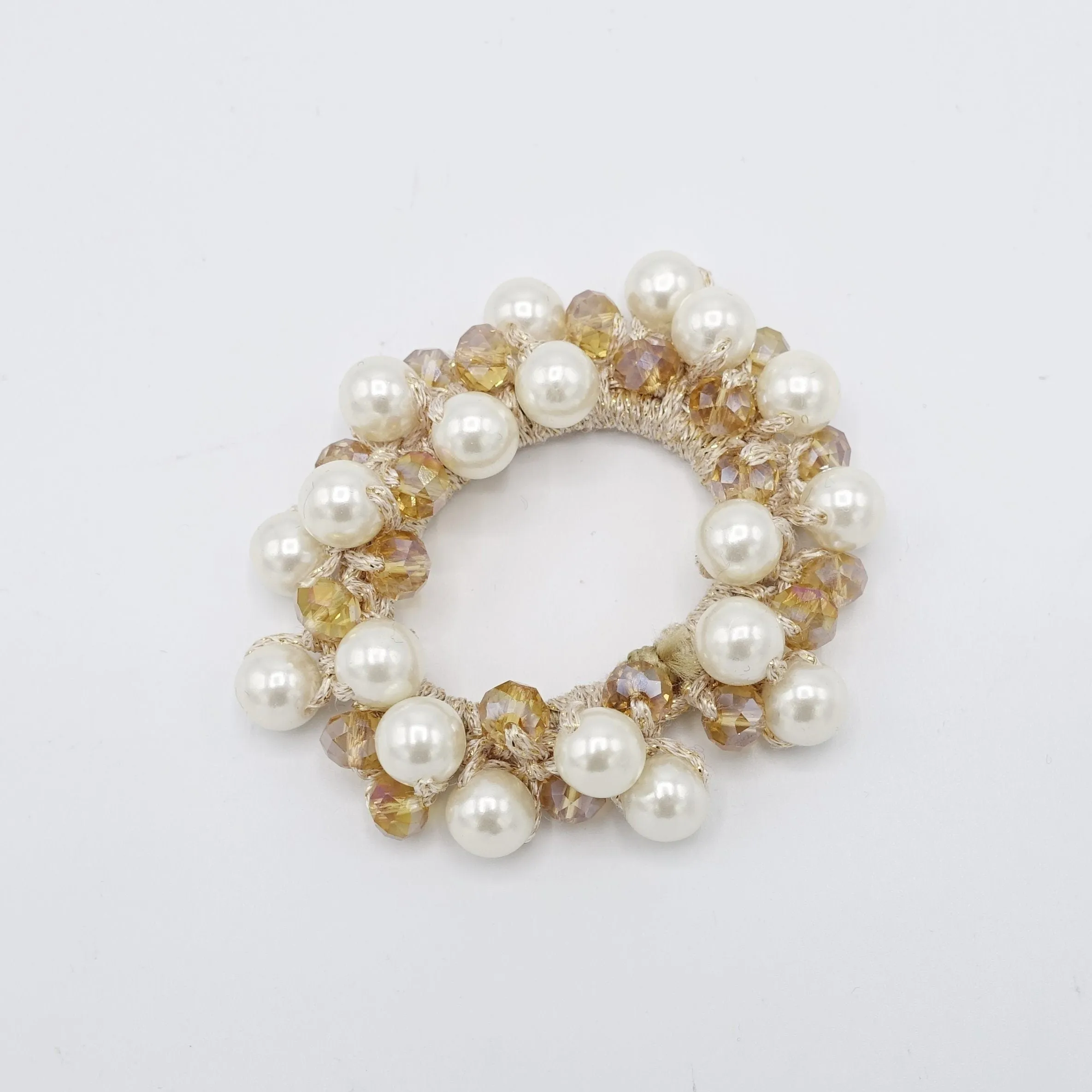 pearl ball angle stones beaded hair elastic ponytail holder woman hair accessory