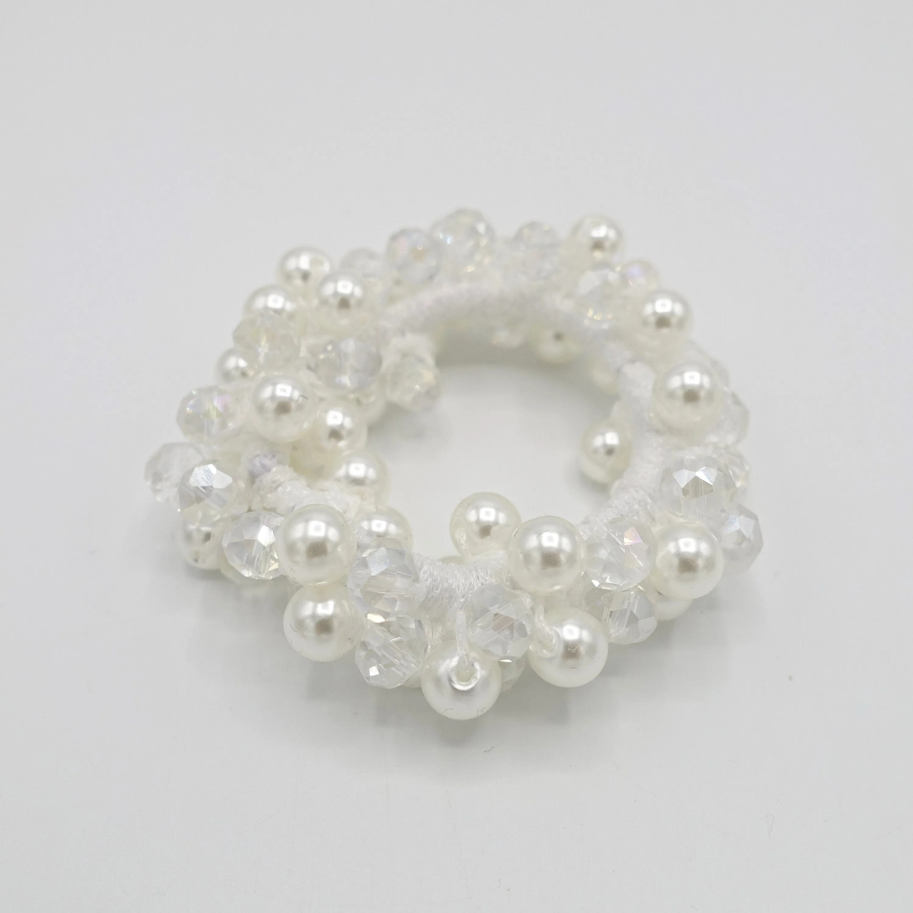 pearl ball angle stones beaded hair elastic ponytail holder woman hair accessory