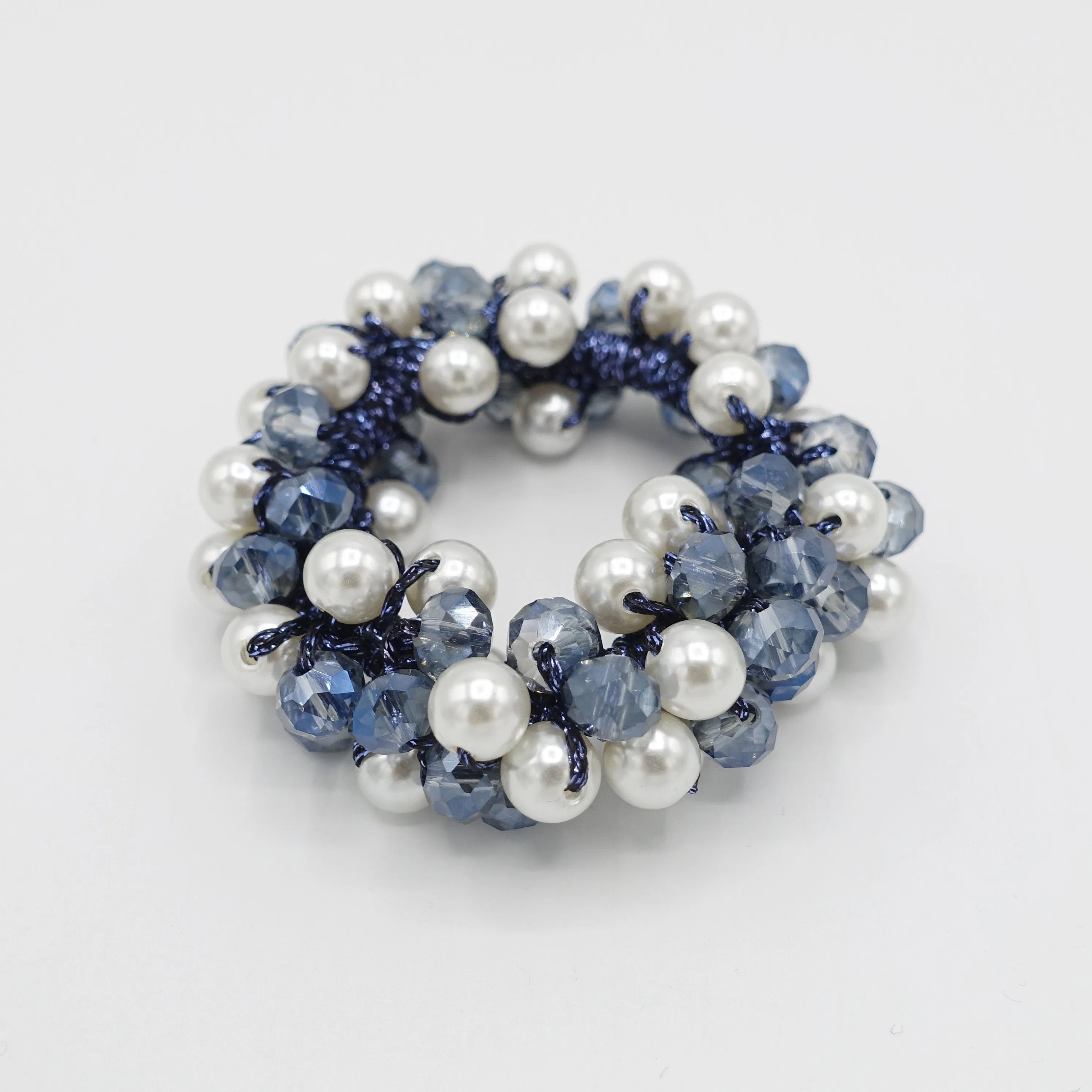pearl ball angle stones beaded hair elastic ponytail holder woman hair accessory