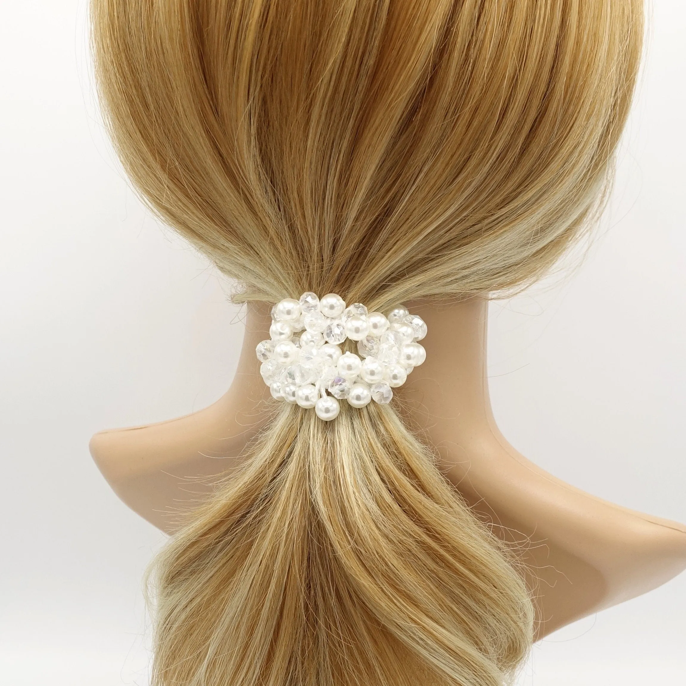 pearl ball angle stones beaded hair elastic ponytail holder woman hair accessory