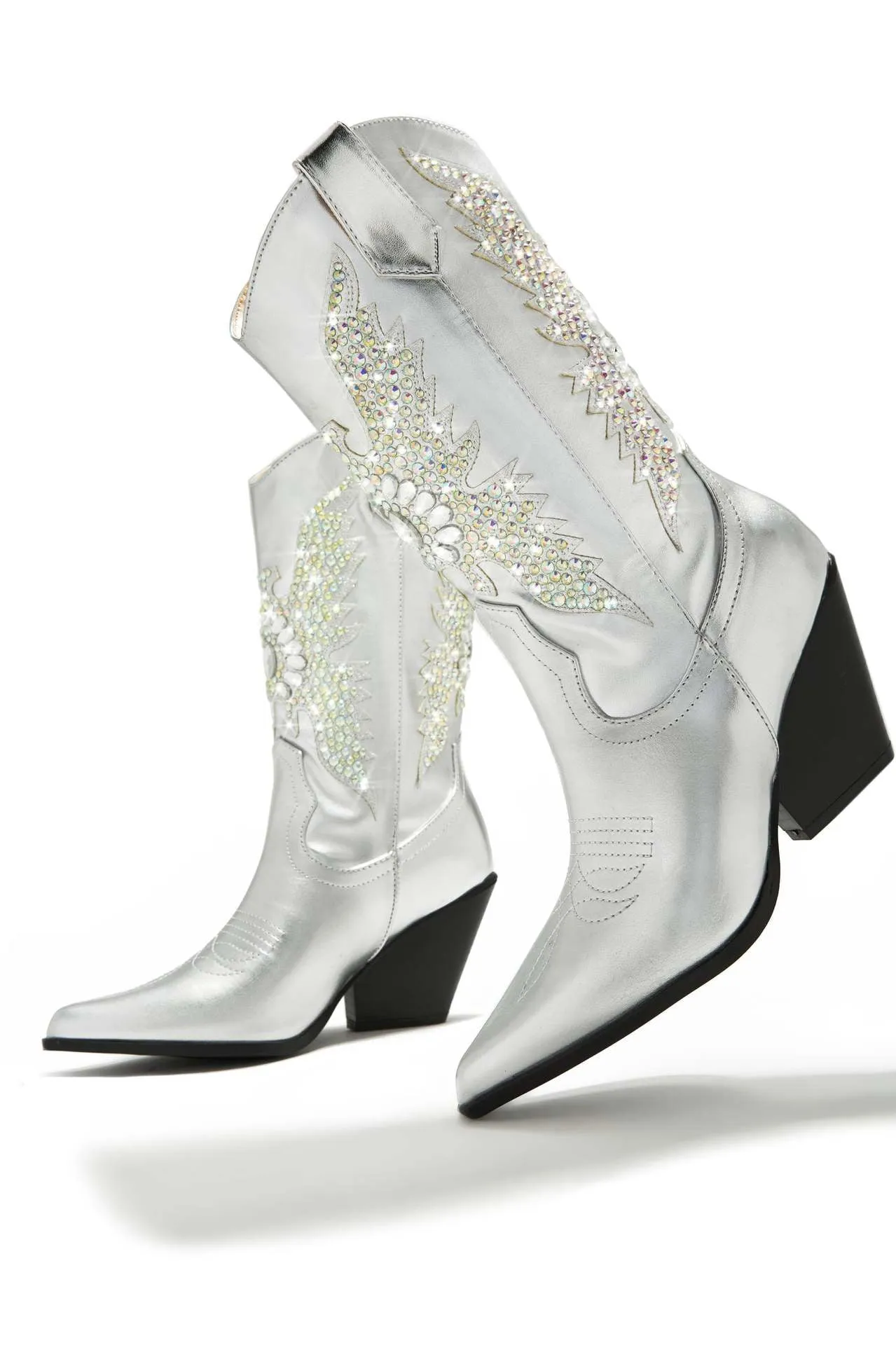 Pre Order:  Bling Studded Wedge Boots