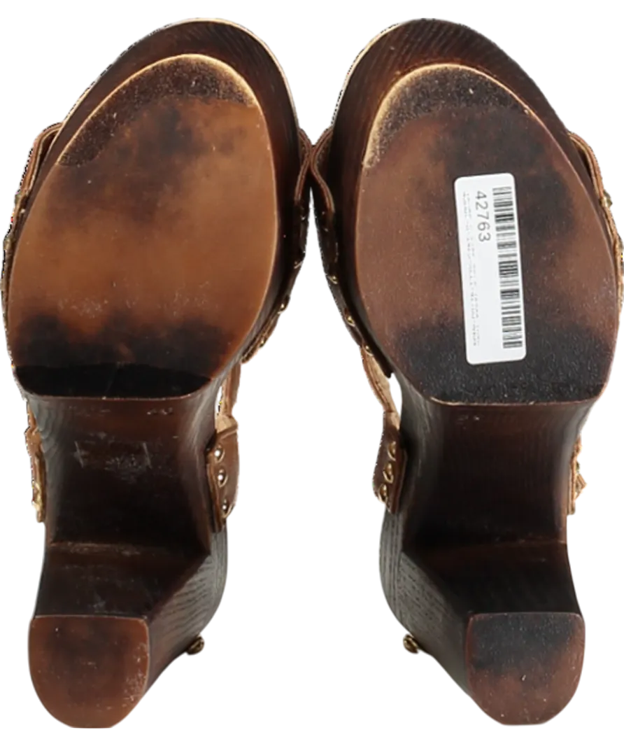 Russell & Bromley Brown Chunky Platform Leather Heeled Sandals UK 3 EU 36 👠