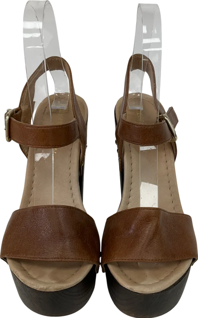 Russell & Bromley Brown Chunky Platform Leather Heeled Sandals UK 3 EU 36 👠