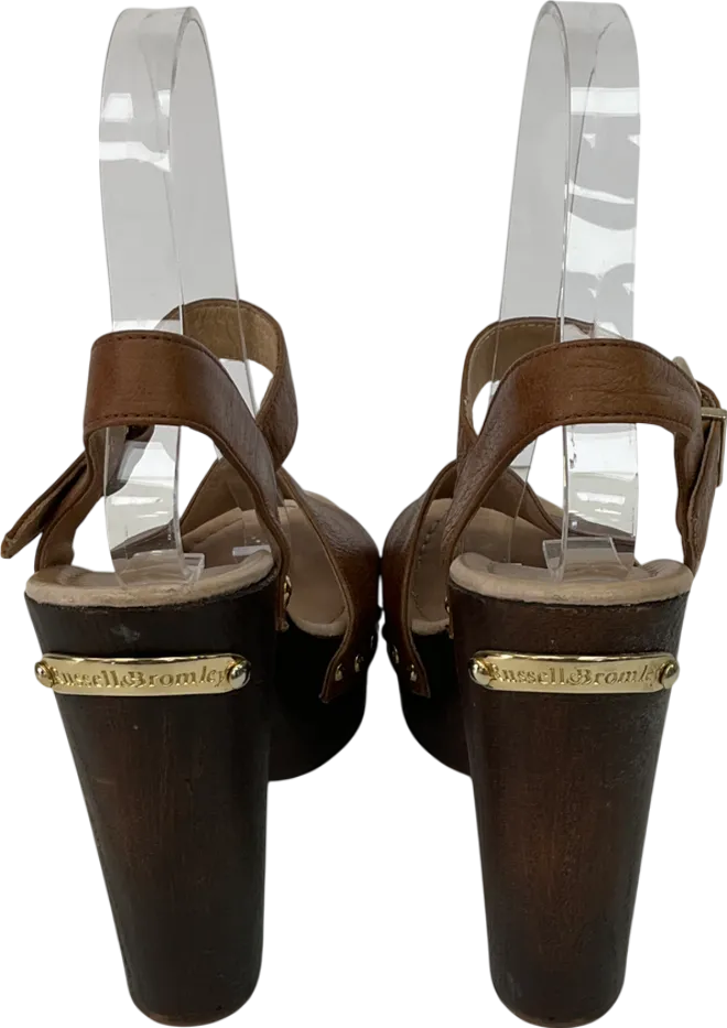 Russell & Bromley Brown Chunky Platform Leather Heeled Sandals UK 3 EU 36 👠