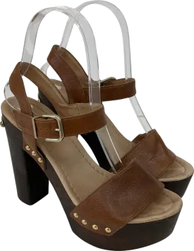 Russell & Bromley Brown Chunky Platform Leather Heeled Sandals UK 3 EU 36 👠