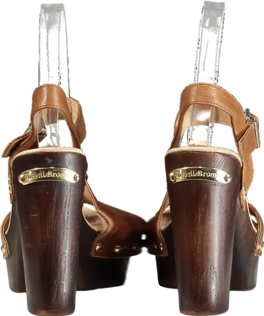 Russell & Bromley Brown Chunky Platform Leather Heeled Sandals UK 3 EU 36 👠