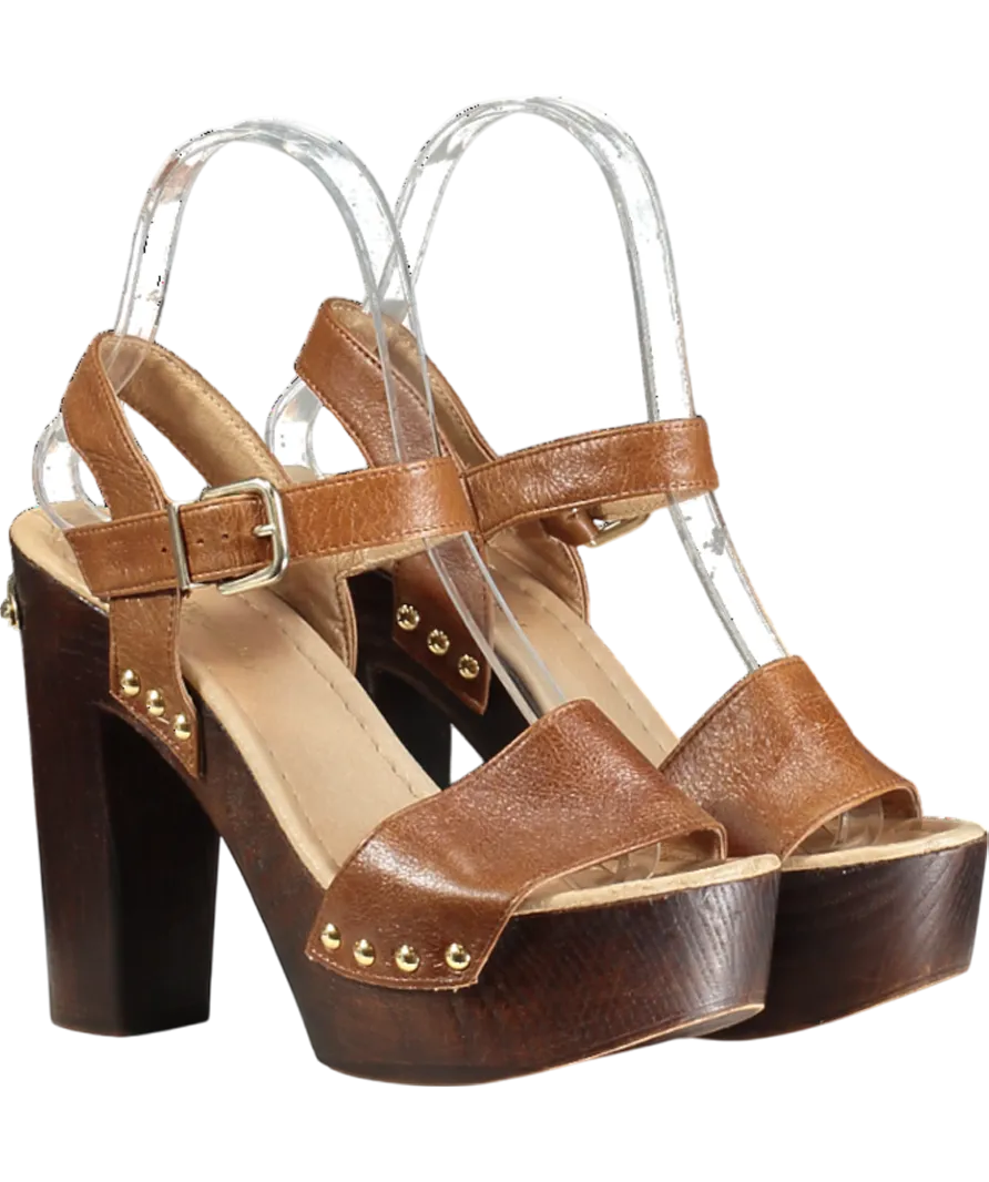 Russell & Bromley Brown Chunky Platform Leather Heeled Sandals UK 3 EU 36 👠