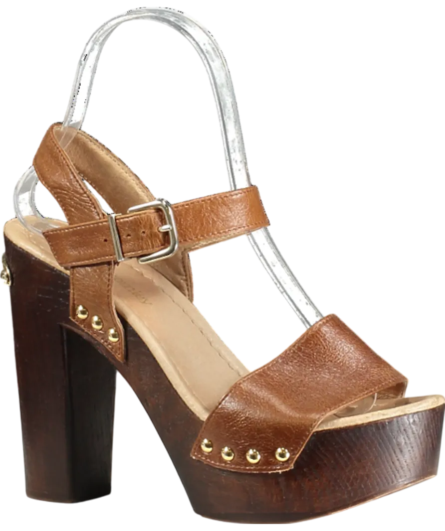Russell & Bromley Brown Chunky Platform Leather Heeled Sandals UK 3 EU 36 👠
