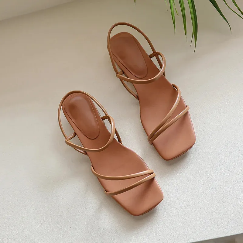 Sohiwoo New Summer Sexy OpenToe Female Sandals Feet Bare Straps Shoes Rubber Soles Low Heel Women Sandals